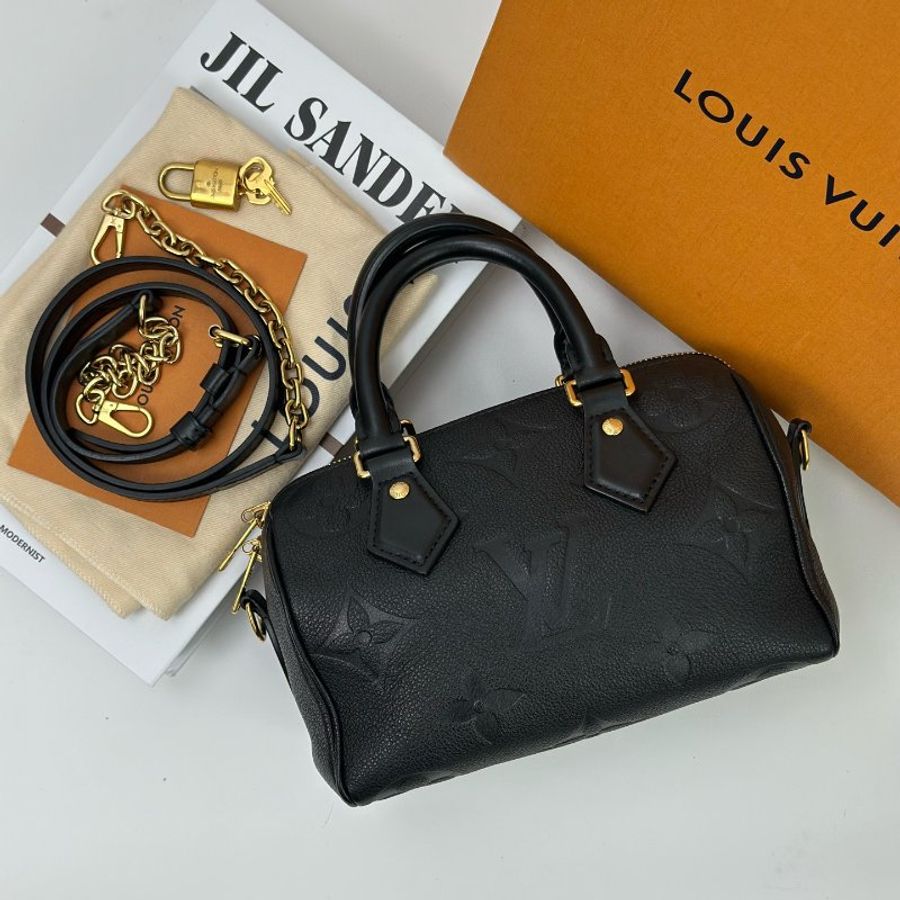 近新品 路易威登/Louis Vuitton Speedy20老花枕頭包黑色 芯片款-6