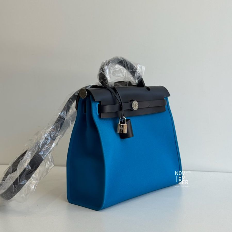 99新🆕 Hermès 愛馬仕 Herbag 31 黑拼藍銀釦-1
