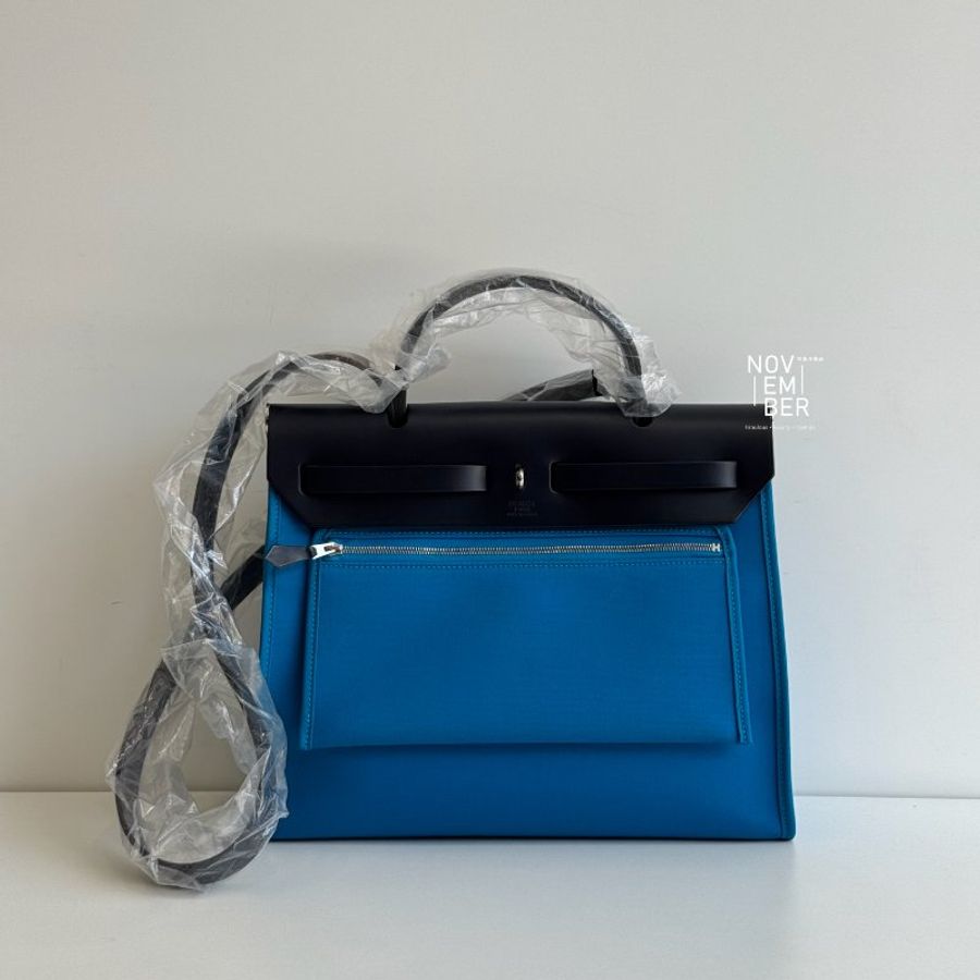 99新🆕 Hermès 愛馬仕 Herbag 31 黑拼藍銀釦-4