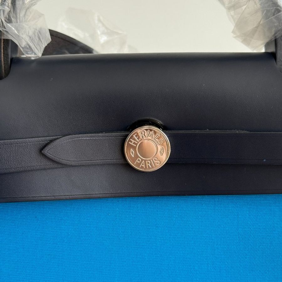 99新🆕 Hermès 愛馬仕 Herbag 31 黑拼藍銀釦-12