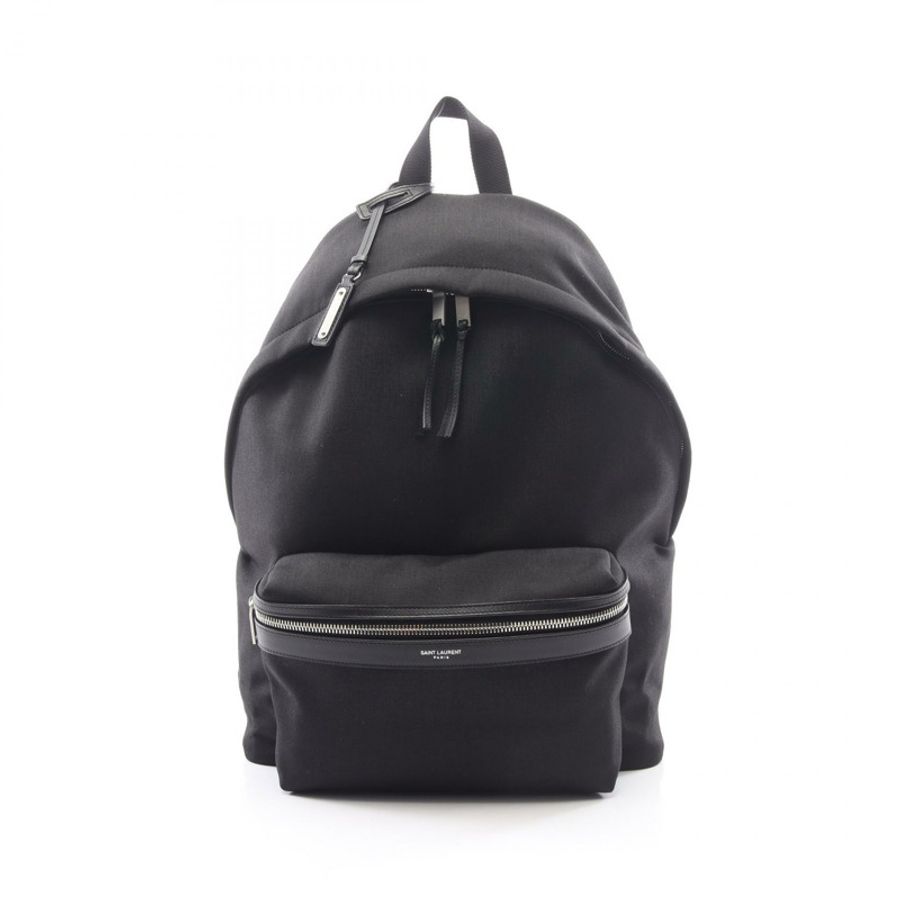 SAINT LAURENT PARIS 城市雙肩包 534967GIV3F1000 帆布皮革 黑色 二手-0
