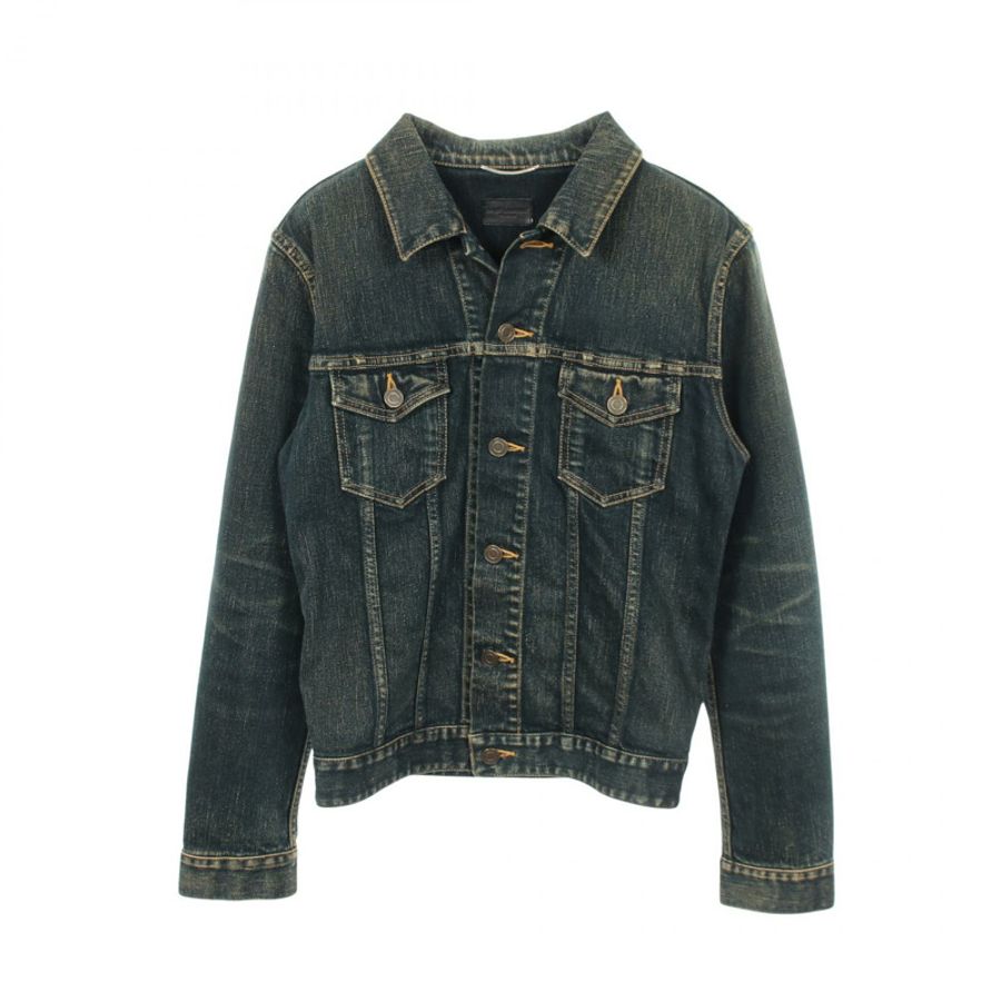 SAINT LAURENT PARIS DEAD RAT 牛仔夾克,純棉,海軍藍,M碼,二手男款-0