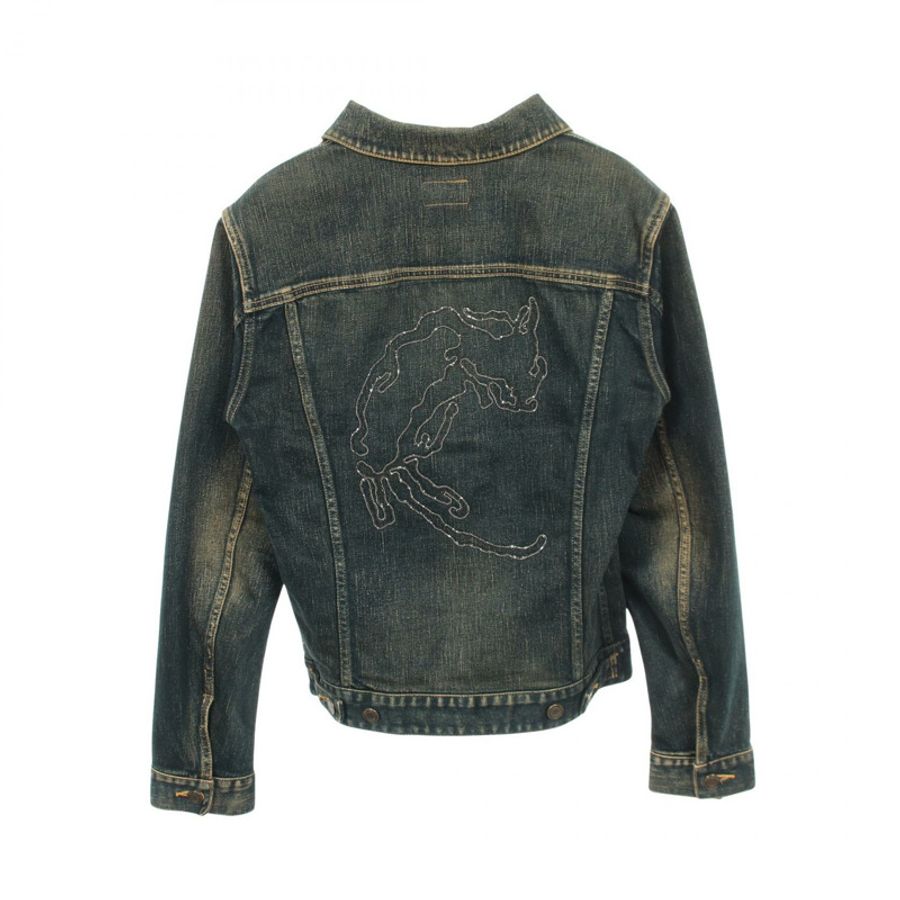 SAINT LAURENT PARIS DEAD RAT 牛仔夾克,純棉,海軍藍,M碼,二手男款-1