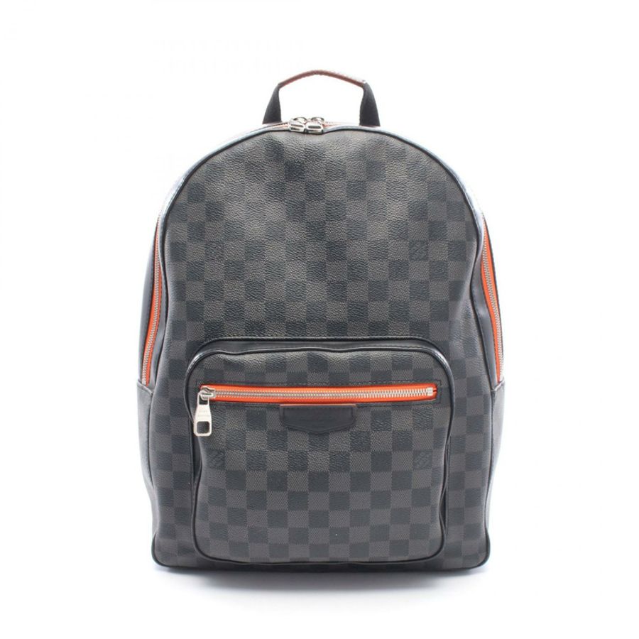 路易威登 Josh 雙肩包 N42403 Damier 石墨色皮革 黑色 橙色-0