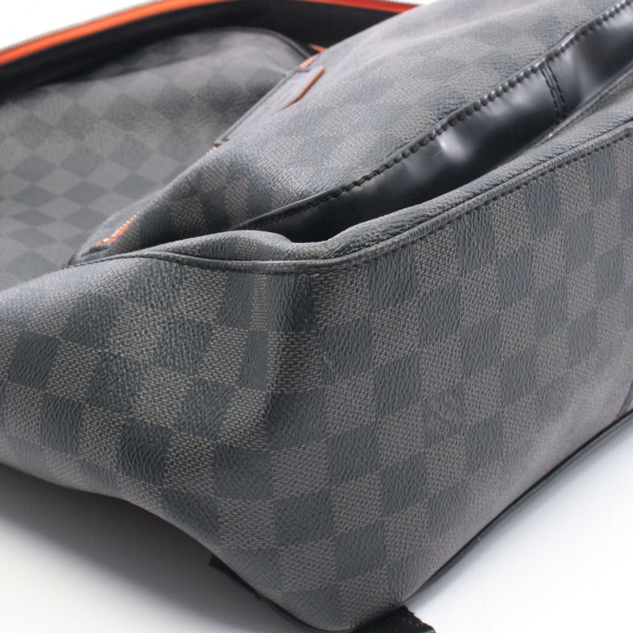 路易威登 Josh 雙肩包 N42403 Damier 石墨色皮革 黑色 橙色-9