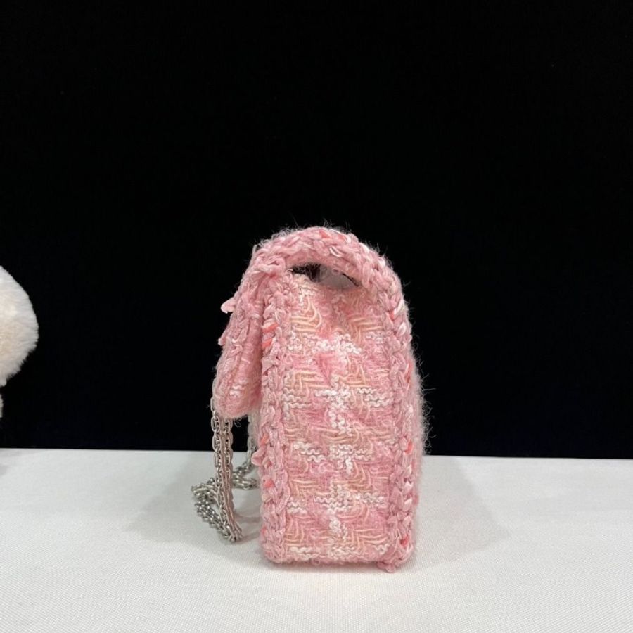 CHANEL 粉色千鳥格2.55肩背斜背包 23.5*19.5 95新 配件塵袋-6