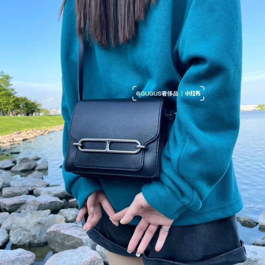 Hermes mini roulis19 黑銀 豬鼻子-1