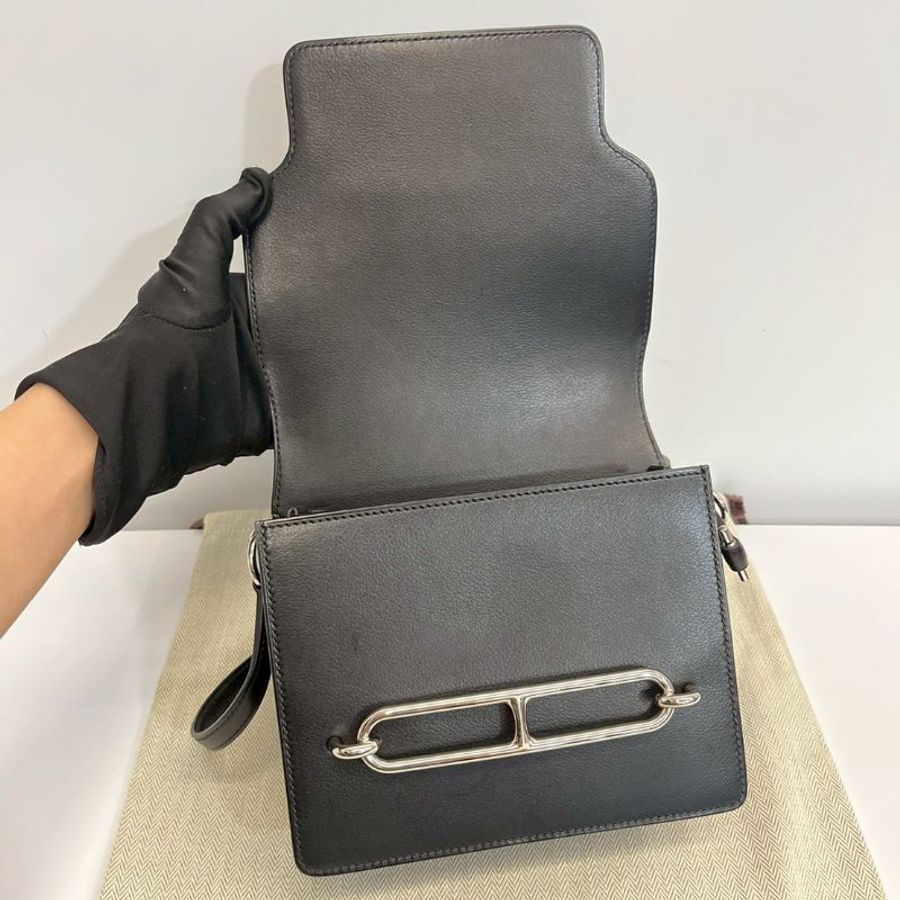 Hermes mini roulis19 黑銀 豬鼻子-14
