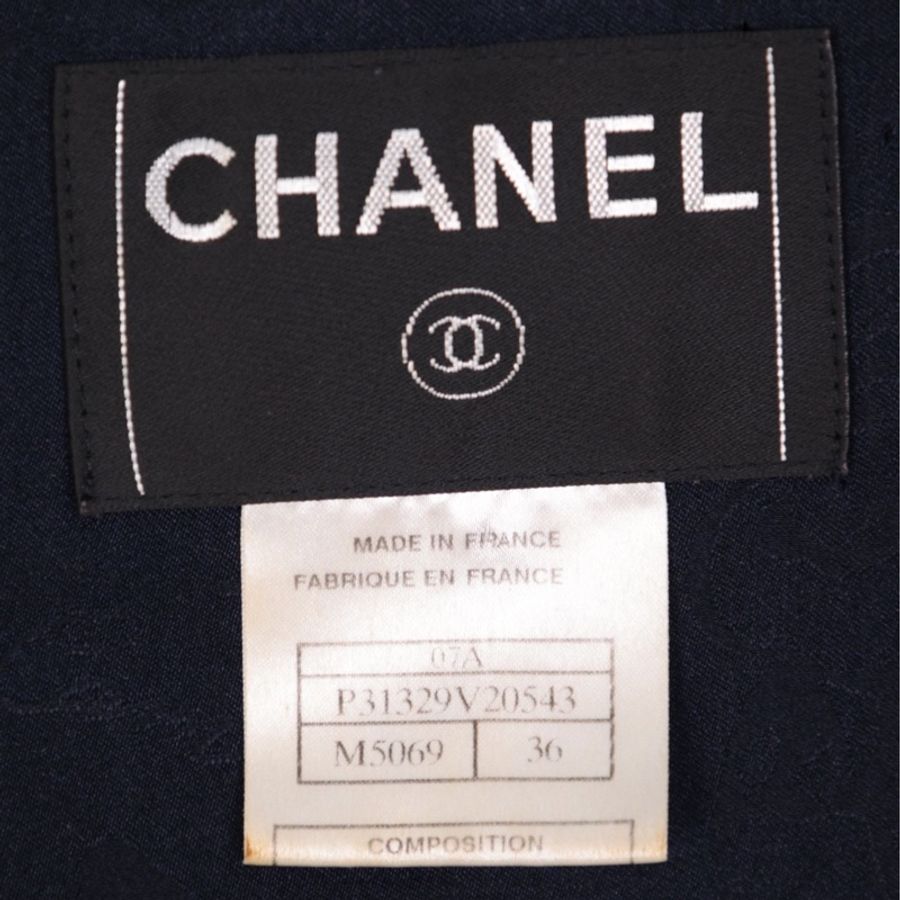 Chanel 07年深蓝色船舵琉璃扣长款大衣外套-14