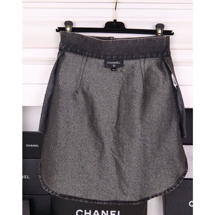 Chanel 23C灰色丹宁字母logo半裙-9