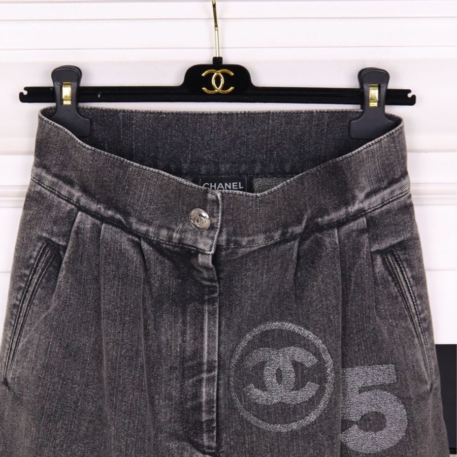 Chanel 23C灰色丹宁字母logo半裙-10