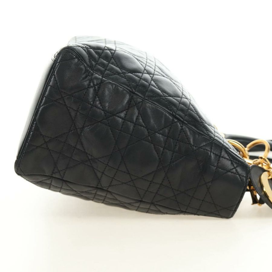 【日本直送】Christian Dior Lady Dior Canage 羊皮兩用包 黑色金色 正品 185972SAM-3