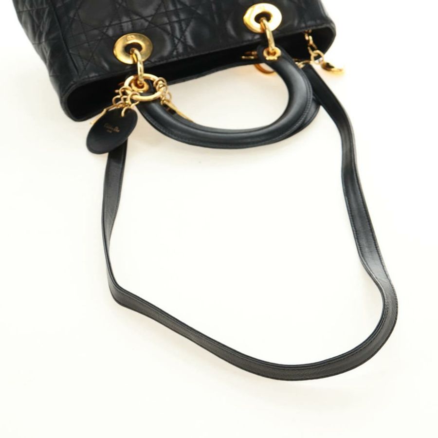 【日本直送】Christian Dior Lady Dior Canage 羊皮兩用包 黑色金色 正品 185972SAM-8