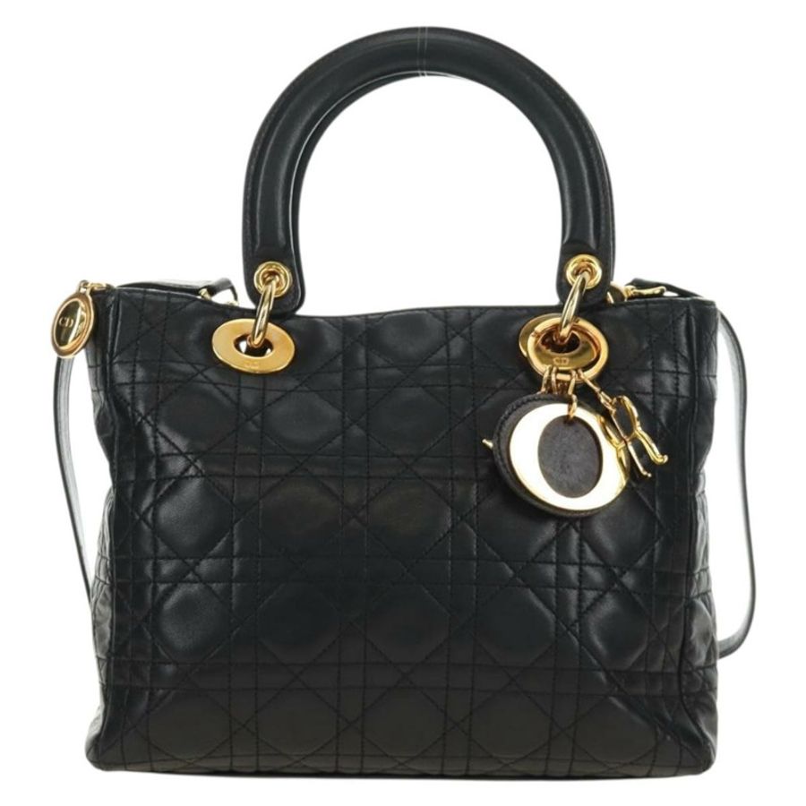 【日本直送】Christian Dior Lady Dior Canage 羊皮兩用包 黑色金色 正品 185972SAM-11