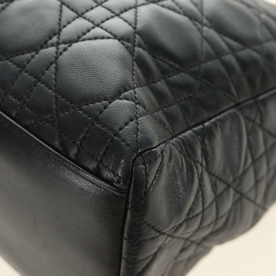 【日本直送】Christian Dior Lady Dior Canage 羊皮兩用包 黑色金色 正品 185972SAM-12