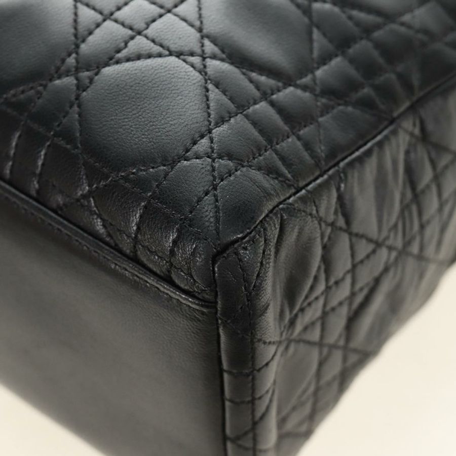 【日本直送】Christian Dior Lady Dior Canage 羊皮兩用包 黑色金色 正品 185972SAM-14