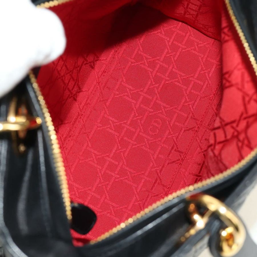【日本直送】Christian Dior Lady Dior Canage 羊皮兩用包 黑色金色 正品 185972SAM-17