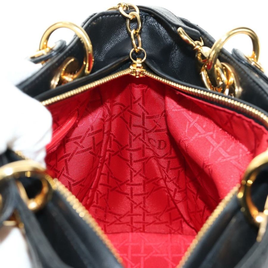【日本直送】Christian Dior Lady Dior Canage 羊皮兩用包 黑色金色 正品 185972SAM-19
