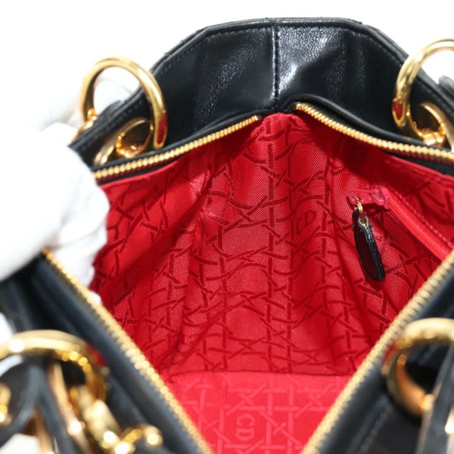 【日本直送】Christian Dior Lady Dior Canage 羊皮兩用包 黑色金色 正品 185972SAM-20