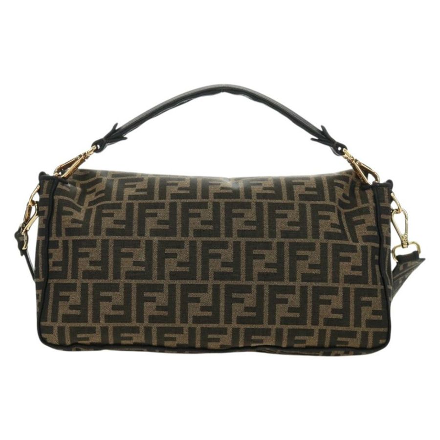 【日本直送】FENDI Zucca帆布Mamma Baguette單肩包,兩用款,黑色/棕色,正品,貨號185598SM-1