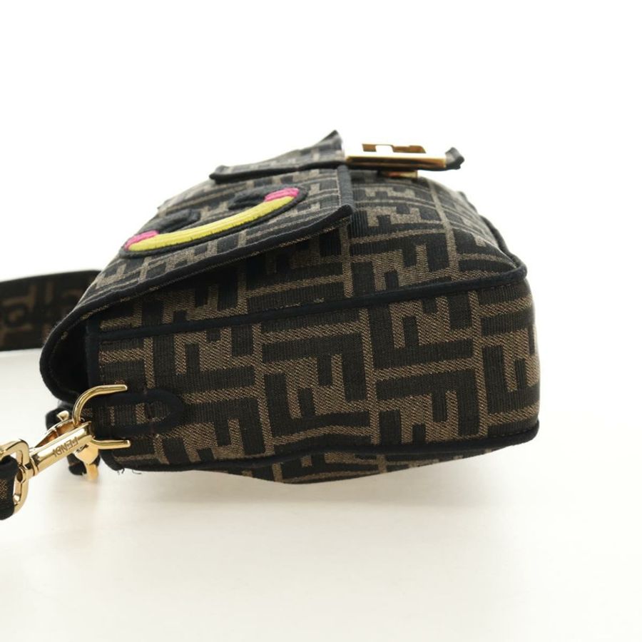 【日本直送】FENDI Zucca帆布Mamma Baguette單肩包,兩用款,黑色/棕色,正品,貨號185598SM-2
