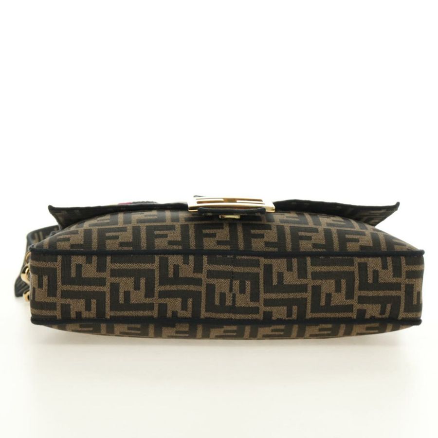 【日本直送】FENDI Zucca帆布Mamma Baguette單肩包,兩用款,黑色/棕色,正品,貨號185598SM-4
