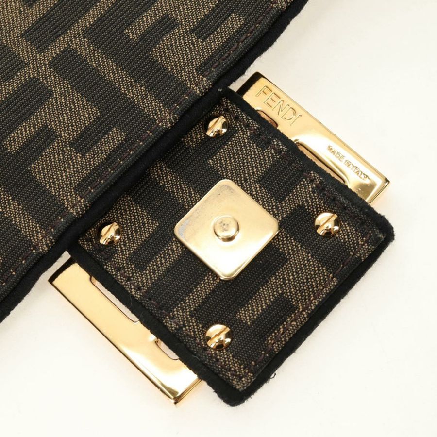 【日本直送】FENDI Zucca帆布Mamma Baguette單肩包,兩用款,黑色/棕色,正品,貨號185598SM-8