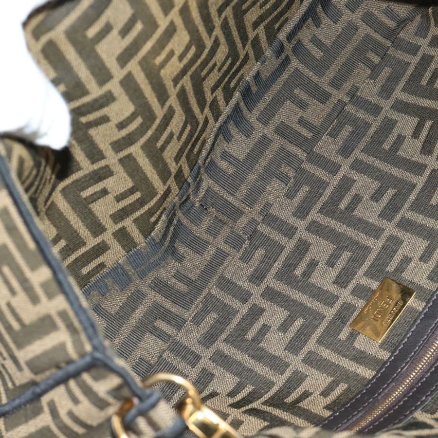 【日本直送】FENDI Zucca帆布Mamma Baguette單肩包,兩用款,黑色/棕色,正品,貨號185598SM-9