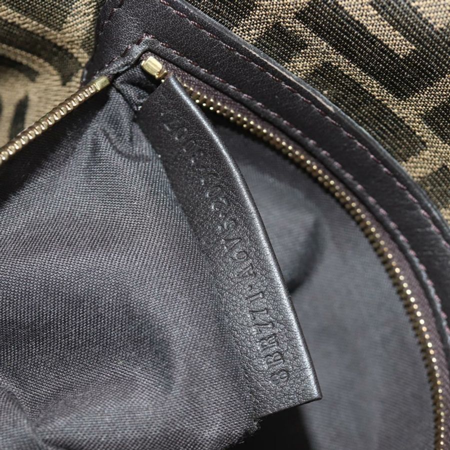 【日本直送】FENDI Zucca帆布Mamma Baguette單肩包,兩用款,黑色/棕色,正品,貨號185598SM-10