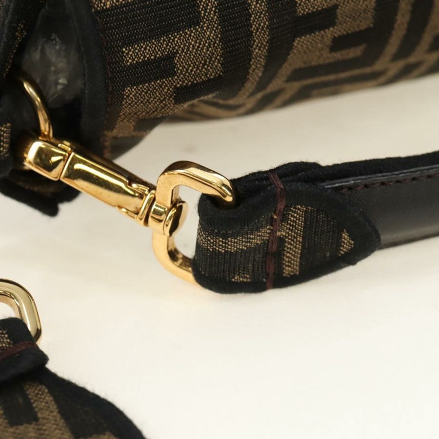 【日本直送】FENDI Zucca帆布Mamma Baguette單肩包,兩用款,黑色/棕色,正品,貨號185598SM-13