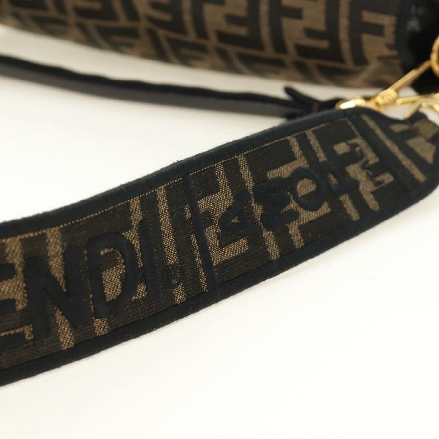 【日本直送】FENDI Zucca帆布Mamma Baguette單肩包,兩用款,黑色/棕色,正品,貨號185598SM-15