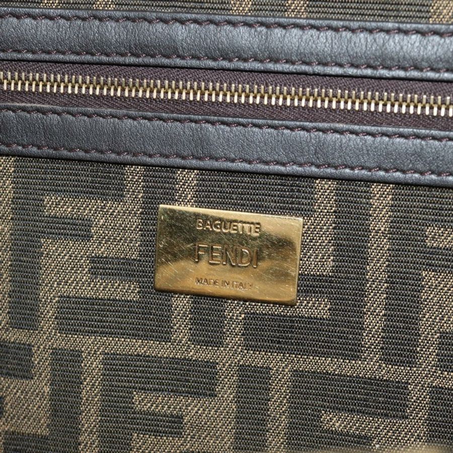 【日本直送】FENDI Zucca帆布Mamma Baguette單肩包,兩用款,黑色/棕色,正品,貨號185598SM-26