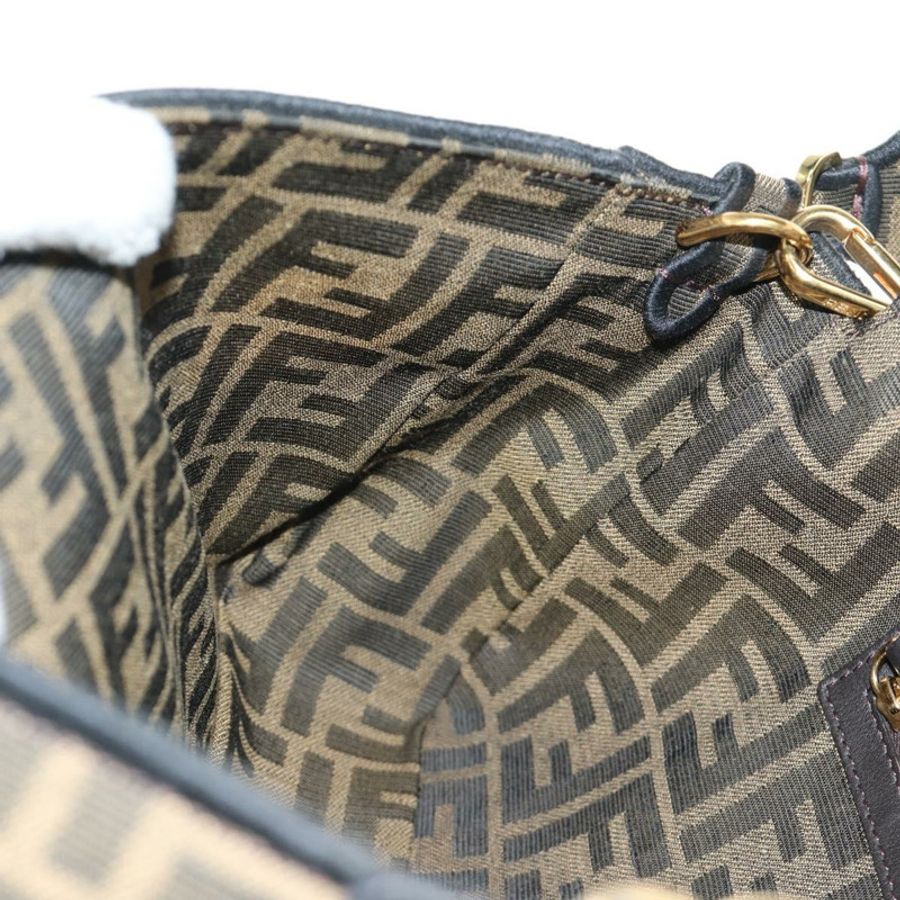 【日本直送】FENDI Zucca帆布Mamma Baguette單肩包,兩用款,黑色/棕色,正品,貨號185598SM-27