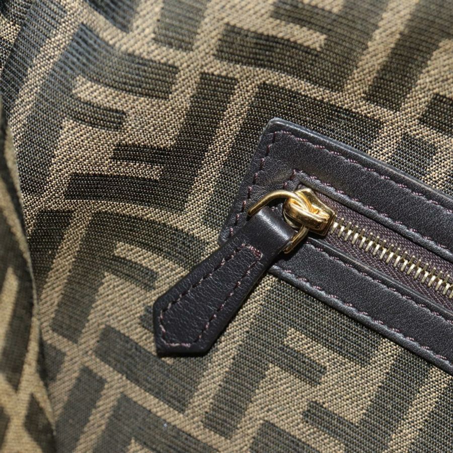【日本直送】FENDI Zucca帆布Mamma Baguette單肩包,兩用款,黑色/棕色,正品,貨號185598SM-29