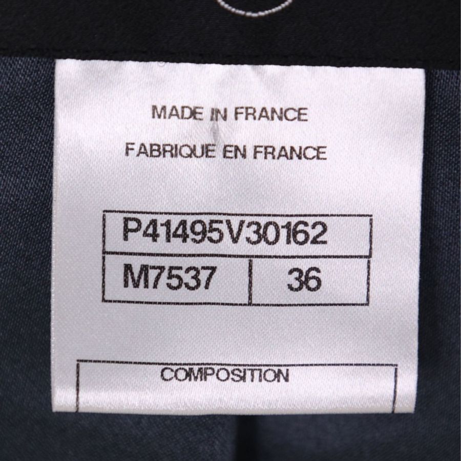 Chanel 11年拜占庭系列蓝黑编织金线滚边双排琉璃扣两口袋大衣外套-18