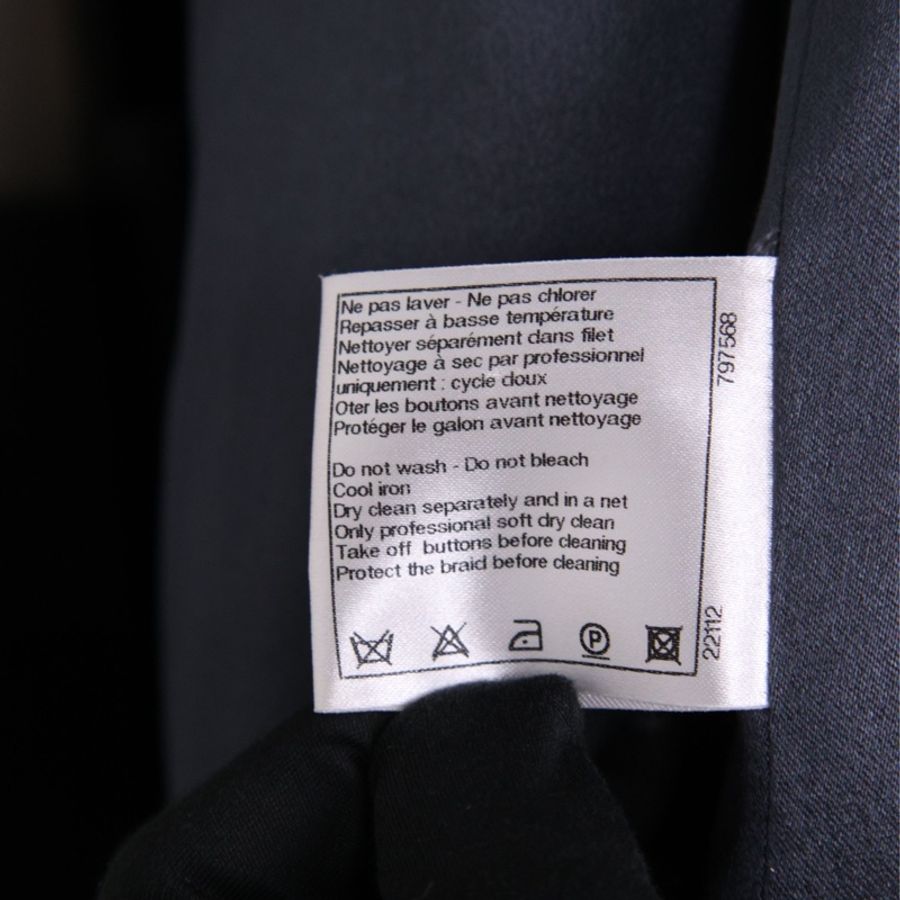 Chanel 11年拜占庭系列蓝黑编织金线滚边双排琉璃扣两口袋大衣外套-19