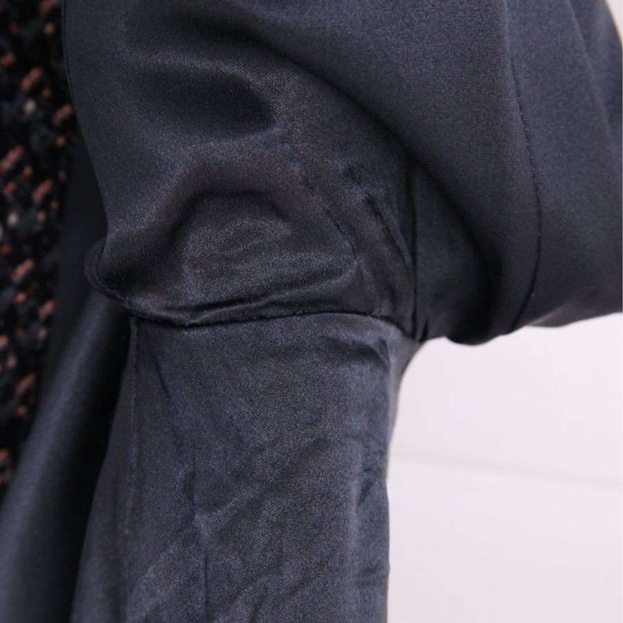 Chanel 11年拜占庭系列蓝黑编织金线滚边双排琉璃扣两口袋大衣外套-27