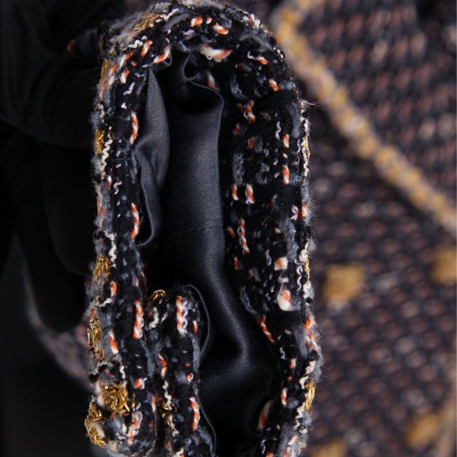 Chanel 11年拜占庭系列蓝黑编织金线滚边双排琉璃扣两口袋大衣外套-37