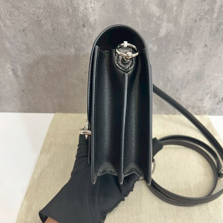 Hermes mini Roulis19 evergrain皮 黑銀 豬鼻子-6