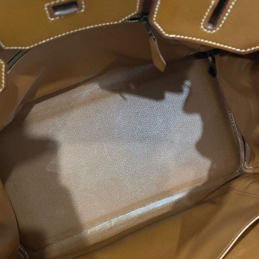 愛馬仕Hermes Birkin35 手提包 馬鞍拼帆布 金扣-5