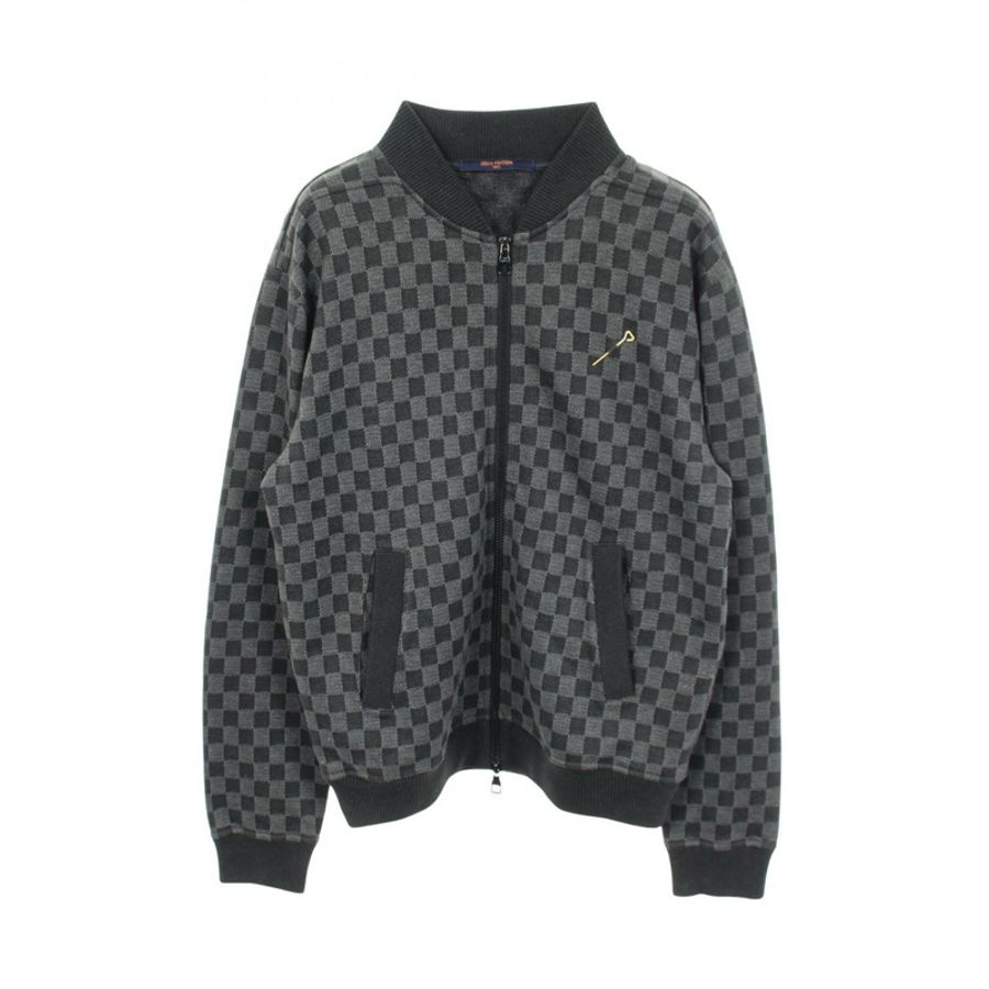 路易威登 Damier 提花拉鍊短版外套 #S 棉灰色 二手男款-0