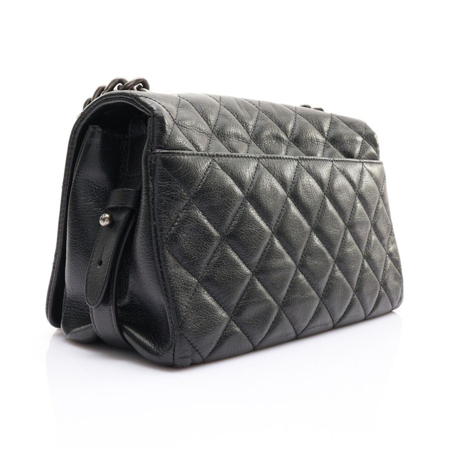 黑色 菱格紋 牛皮 City Rock Flap 鍊帶 肩背包【CHANEL 香奈兒】 A93017-1