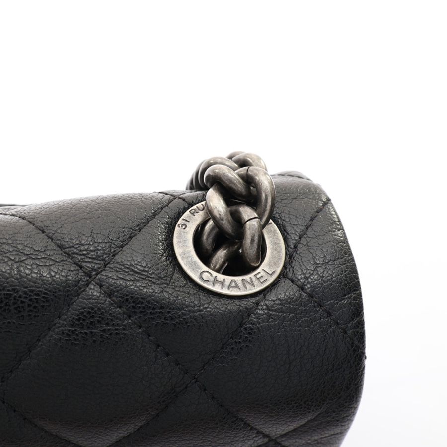 黑色 菱格紋 牛皮 City Rock Flap 鍊帶 肩背包【CHANEL 香奈兒】 A93017-10