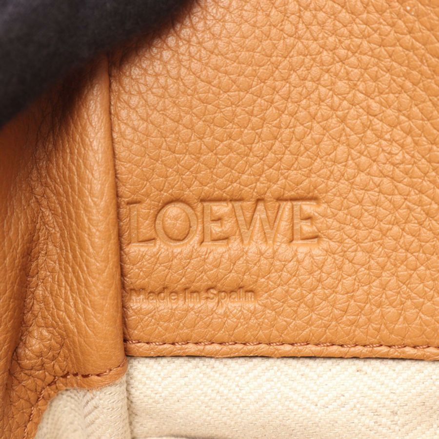 LOEWE Hammock 抽繩迷你兩用單肩手提包，棕色皮革，二手女款-3