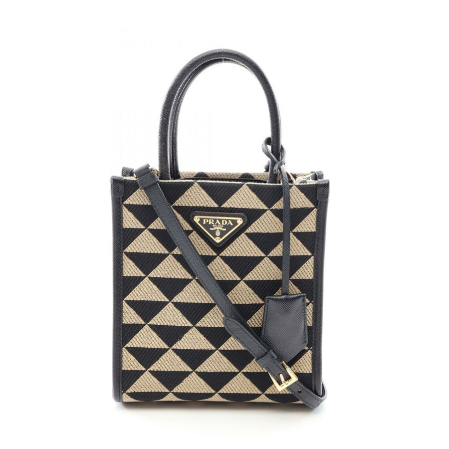 PRADA TRIANGOLO JACQUARD 符號刺繡迷你兩用手袋 1BA355 帆布-0