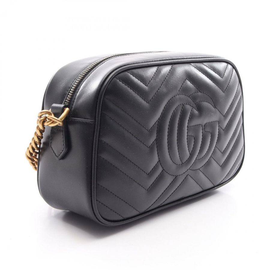 GUCCI GG Marmont 鏈條單肩包 447632DTD1T1000 黑色皮革 全新 女士-1