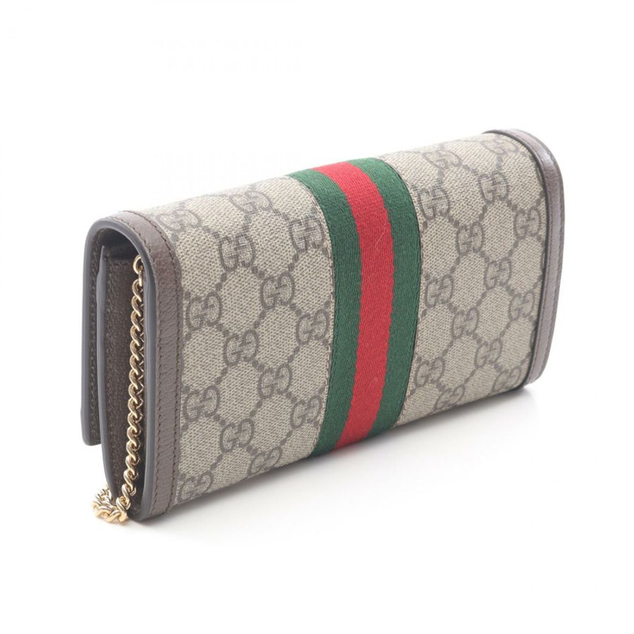 GUCCI Ophidia GG Supreme 鏈條單肩包 帆布皮革 米棕色 全新 WOC-1