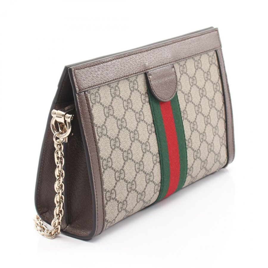 GUCCI Ophidia 中型 Sherry Line 鏈條單肩包 帆布皮革 米色 全新-1