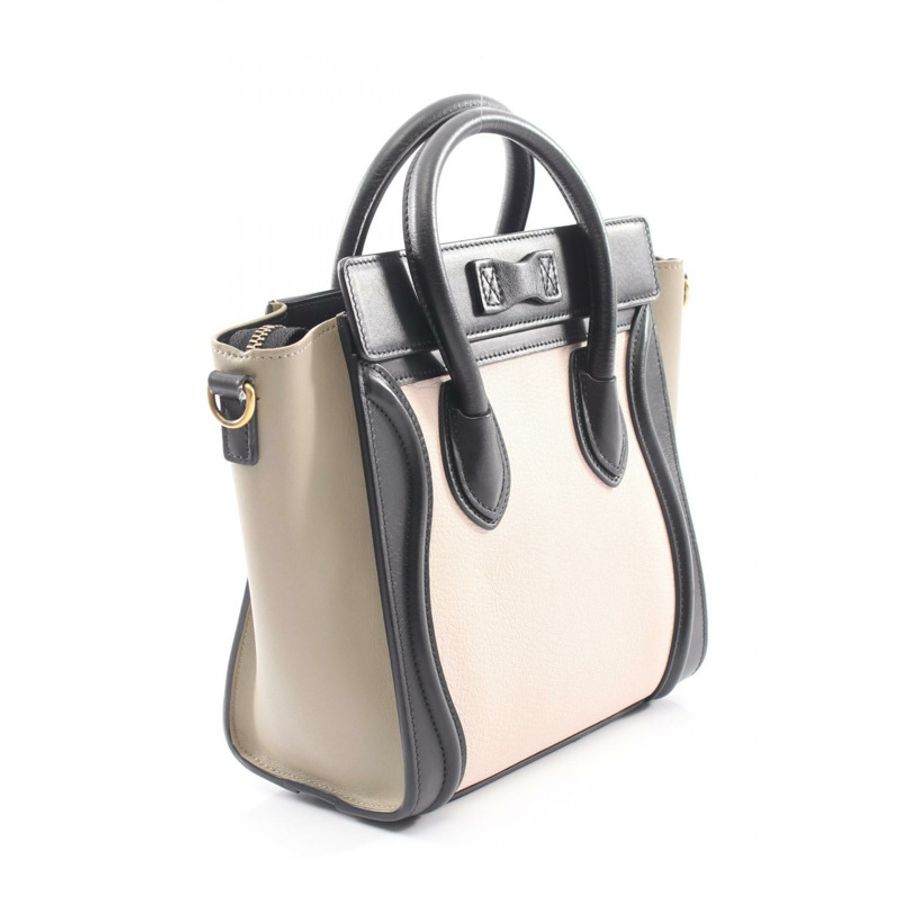 CELINE Luggage Nano Shopper 2WAY 單肩手提包 168243 皮革 粉紅色 黑色-1