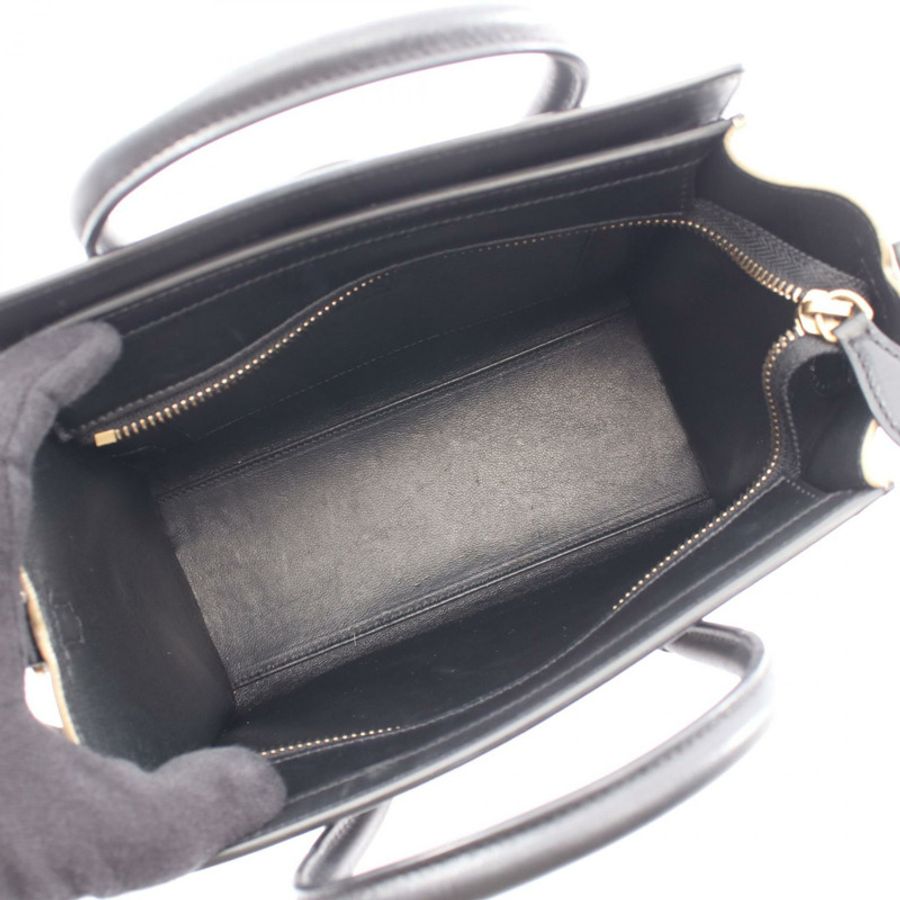 CELINE Luggage Nano Shopper 2WAY 單肩手提包 168243 皮革 粉紅色 黑色-2